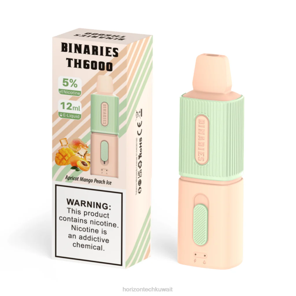 HorizonTech Binaries Cabin th6000 القابل للتصرف 12 مل - Horizon Tech Vape Tank 2R8L104 مشمش مانجو خوخ مثلج