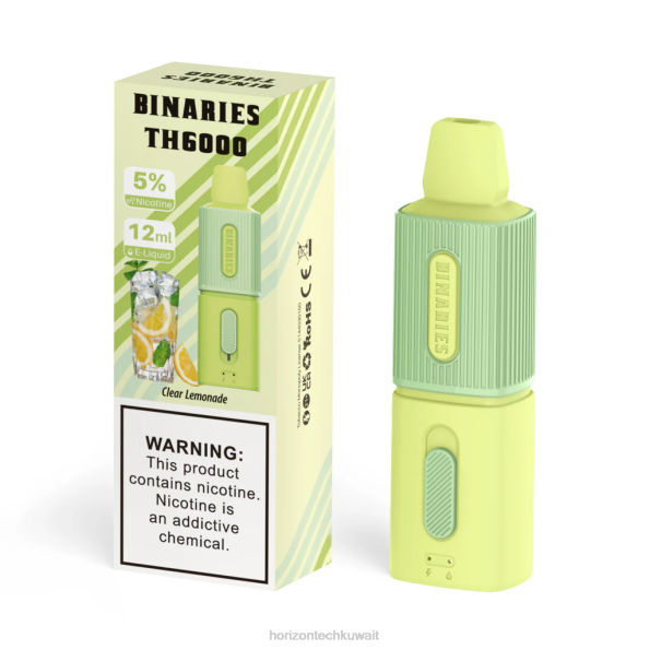 HorizonTech Binaries Cabin th6000 القابل للتصرف 12 مل - Horizon Tech Vape Tank 2R8L114 عصير الليمون واضح