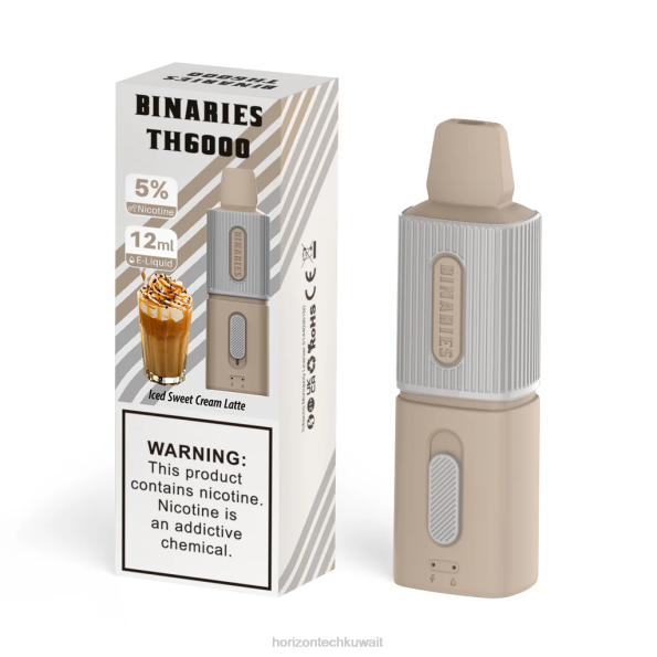 HorizonTech Binaries Cabin th6000 القابل للتصرف 12 مل - Horizon Tech Vape Tank 2R8L124 لاتيه كريمة حلوة مثلجة